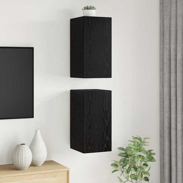 vidaXL Vegghylle for TV Veggmontert 2 pcs Svart Eik 30,5 x 30 x 60 cm