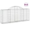 vidaXL Gabionkurver buede 15 stk 200x30x80/100 cm galvanisert jern