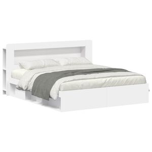 vidaXL Sengeramme med oppbevaring Hvit 180 x 200 cm Konstruert tre