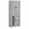 vidaXL Highboard betonggr&aring; 69,5x34x180 cm konstruert tre