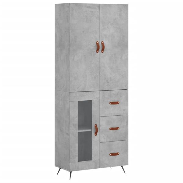 vidaXL Highboard betonggr&aring; 69,5x34x180 cm konstruert tre