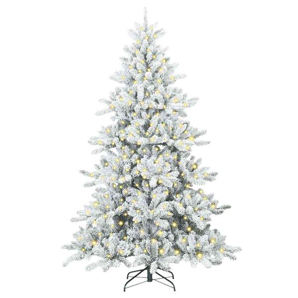 vidaXL Kunstig sammensatt juletre med 300 LED Hvit 180 cm PVC og st&aring;l