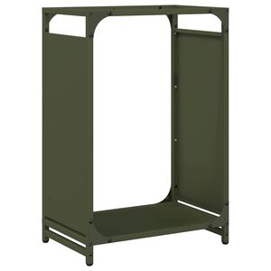 vidaXL Vedstativ olivengr&oslash;nn 44x28x65 cm kaldvalset st&aring;l