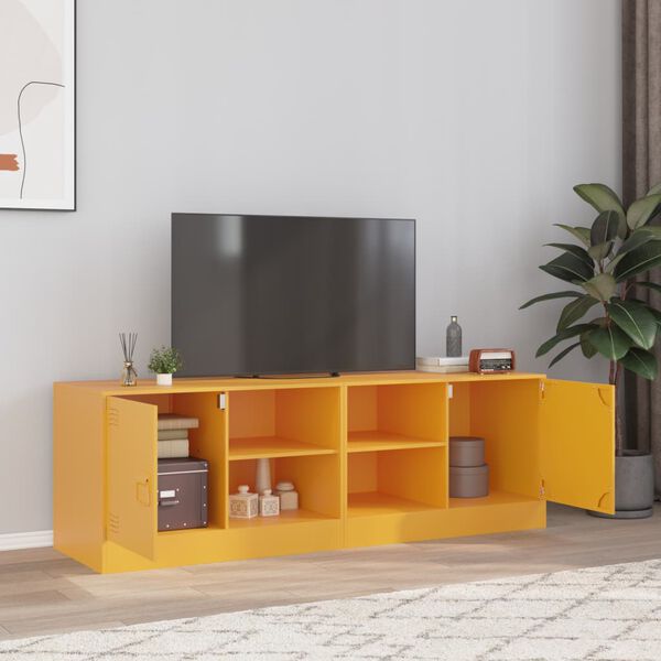vidaXL TV-benker 2 stk sennepsgul 67x39x44 cm st&aring;l
