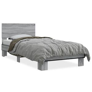 vidaXL Sengeramme gr&aring; sonoma 75x190 cm konstruert tre og metall