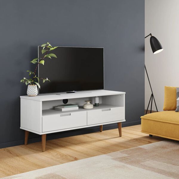 vidaXL TV-benk MOLDE hvit 106x40x49 cm heltre furu
