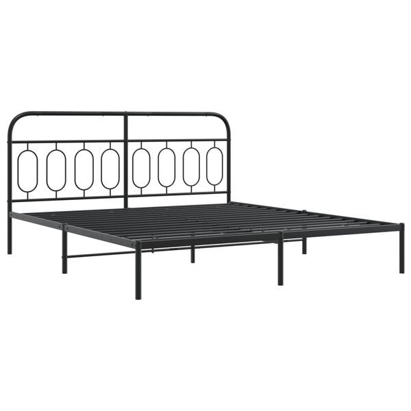 vidaXL Sengeramme i metall med sengegavl svart 183x213 cm