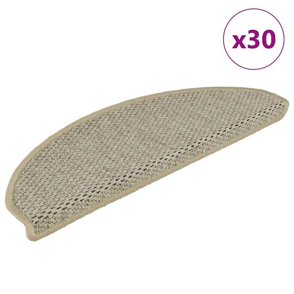 vidaXL Selvklebende trappematter sisal 30 stk 65x21x4 cm lysegr&oslash;nn