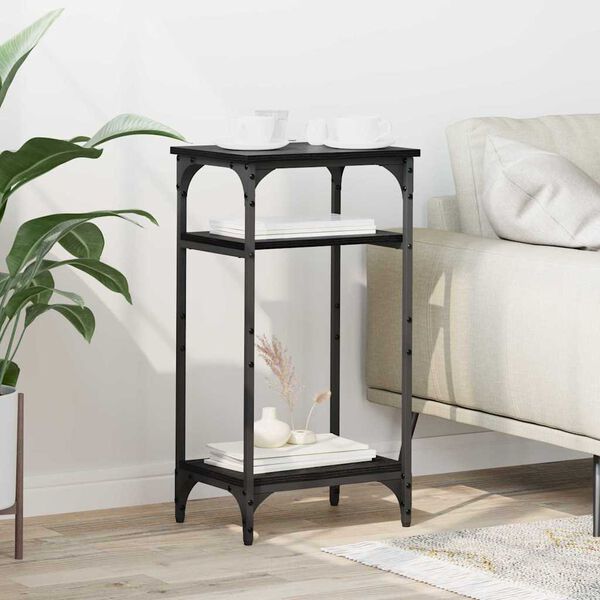 vidaXL Sidetabell med hylle Svart Eik 40 x 30 x 75 cm Konstruert tre