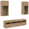 vidaXL TV veggenheter med LED 5 pcs Artisan Eik Konstruert tre