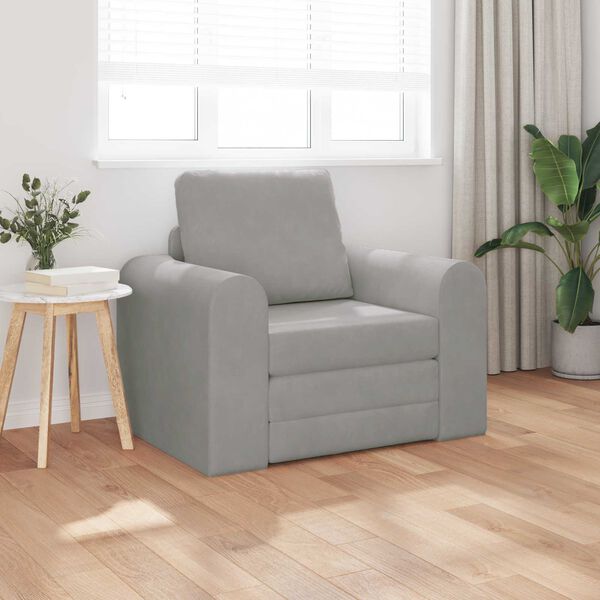 vidaXL Sammenleggbar Sofa seng Lysegr&aring; 98 x 71 x 83 cm Fl&oslash;yel