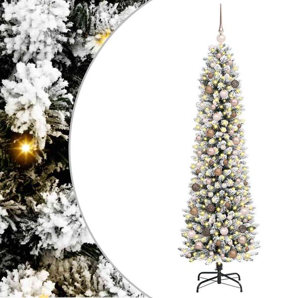 vidaXL Kunstig juletre med 300 LED Hvit 210 cm PVC og Metall og Plast