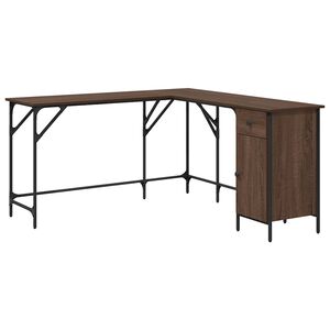 vidaXL Skrivebord brun eik 141x141x75 cm konstruert tre