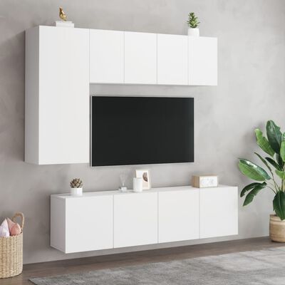 vidaXL Veggmonterte TV-benker 2 stk hvit 60x30x41 cm