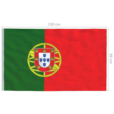 vidaXL Portugisisk flagg og stang aluminium 4 m