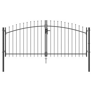 vidaXL Dobbeltport WOERDEN 299,5 x 149,5 cm St&aring;l Gr&aring; L&aring;sbar