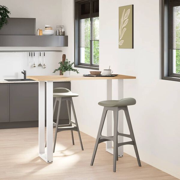 vidaXL Barbordben U-formet 2 stk hvit 50x(110-111) cm st&aring;l