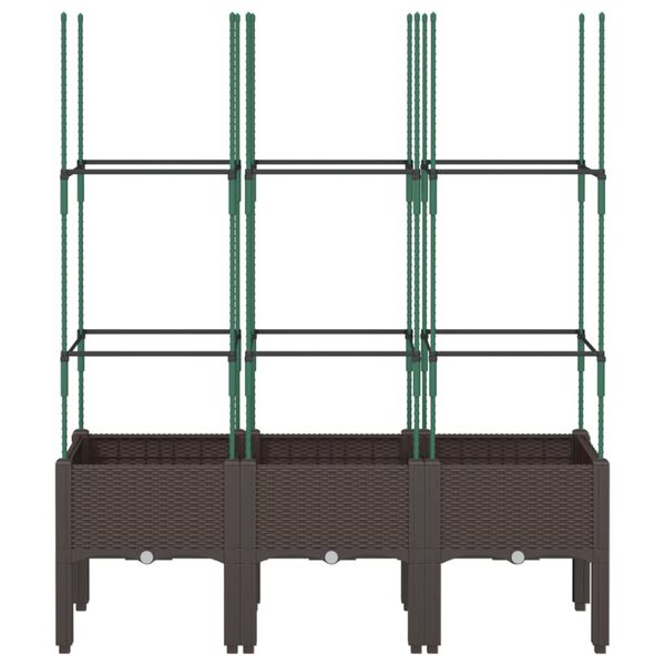 vidaXL Plantekasse med espalier brun 120x40x142,5 cm PP