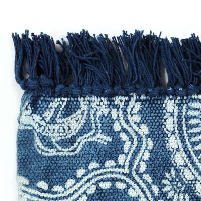 vidaXL Gulvsteppe kilim-vevet bomull med mønster 120x180 cm blå