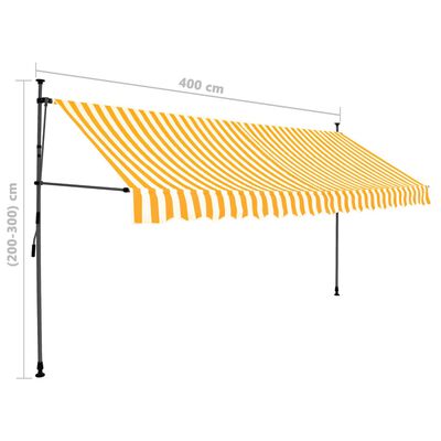 vidaXL Manuell uttrekkbar markise med LED 400 cm hvit og oransje