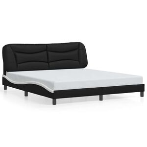 vidaXL Sengeramme uten madrass Hvar svart og hvit 180x200 cm kunstl&aelig;r
