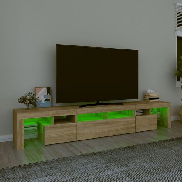 vidaXL TV-benk med LED-lys sonoma eik 230x36,5x40 cm