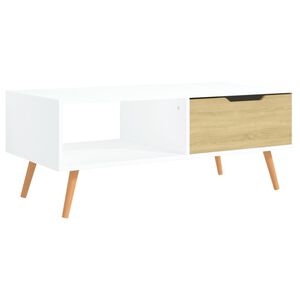 vidaXL Salongbord hvit og sonoma eik 100x49,5x43 cm konstruert tre