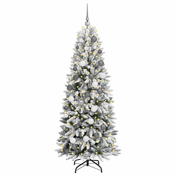 vidaXL Kunstig juletre med 300 LED Hvit 180 cm PVC, plast, st&aring;l og PE