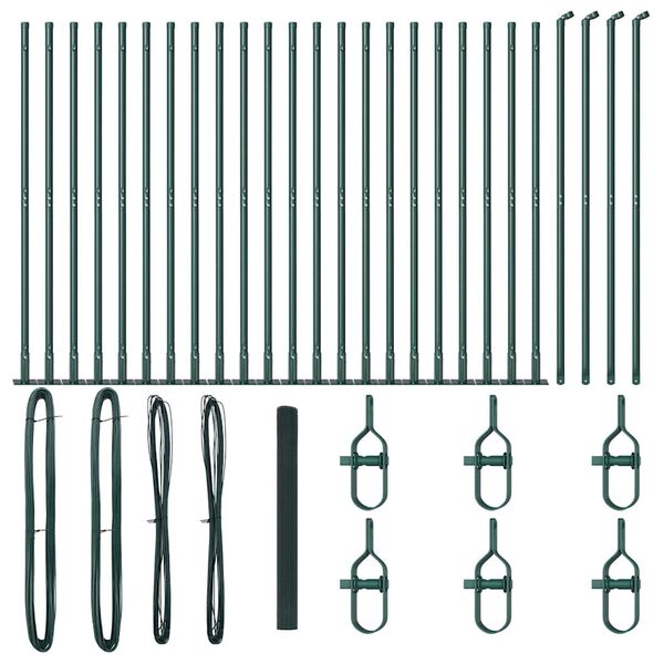 vidaXL Gjerdep&aring;le gr&oslash;nn 50 x 1,4 m (16 x 16 mm nett) St&aring;l og PVC