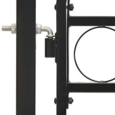 vidaXL Hageport med dobbel dør og buet topp stål 300x125 cm svart