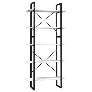 vidaXL Bokhylle 5 niv&aring;er hvit 80x30x175 cm heltre furu