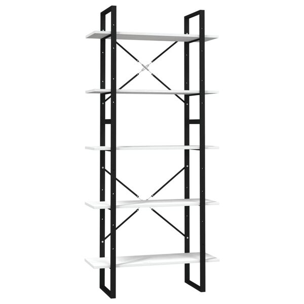 vidaXL Bokhylle 5 nivåer hvit 80x30x175 cm heltre furu