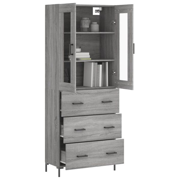 vidaXL Highboard gr&aring; sonoma 69,5x34x180 cm konstruert tre