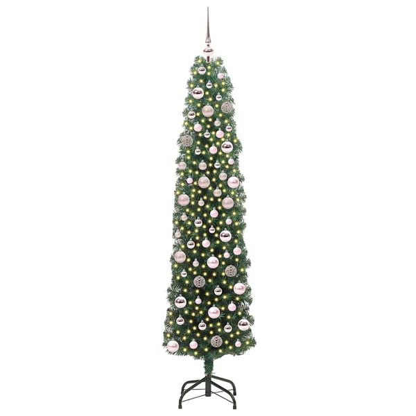 vidaXL Kunstig juletre med 300 LED gr&oslash;nn 180 cm PVC og st&aring;l og plast