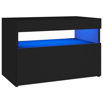 vidaXL TV-benk med LED-lys svart 60x35x40 cm