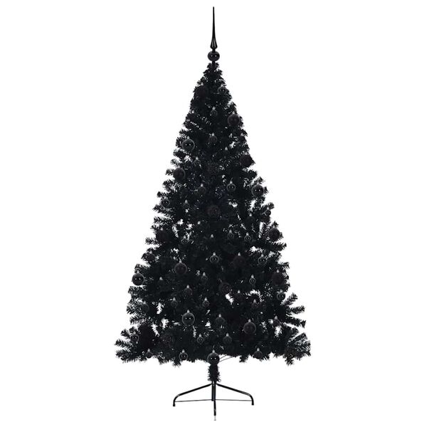 vidaXL Kunstig Forh&aring;ndsopplyst Juletre med 300 LED Svart 210 cm PVC