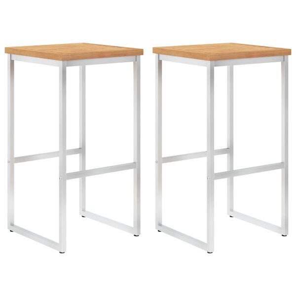 vidaXL Barkrakker 2 stk heltre teak og rustfritt stål