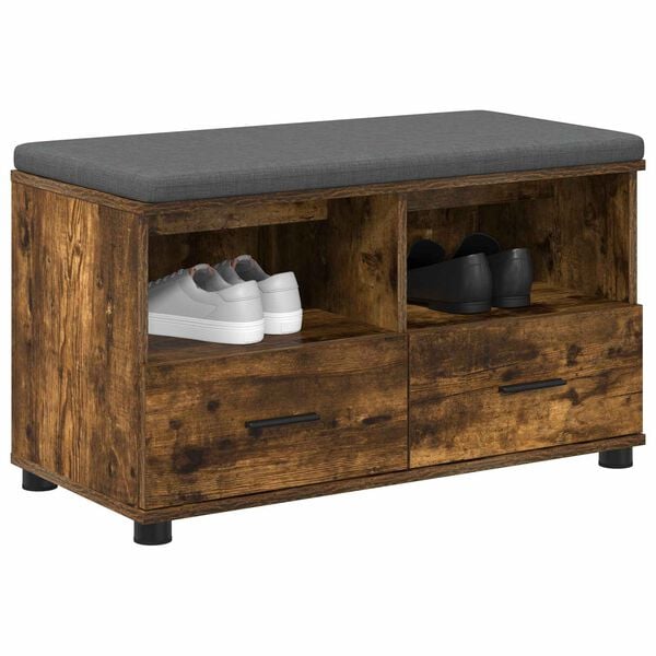 vidaXL Gangbenk R&oslash;kt eik 80 x 38 x 46 cm Sponplate og Polstret Stoff