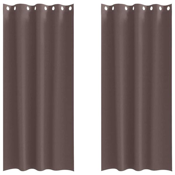 vidaXL M&oslash;rkleggende Gardiner med Ringer 2 pcs M&oslash;rk brun 260 x 140 cm