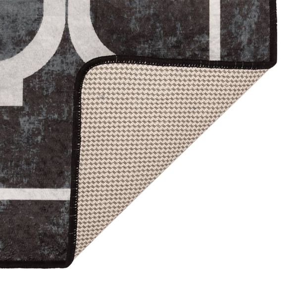 vidaXL Teppe vaskbart svart og hvit 80x150 cm