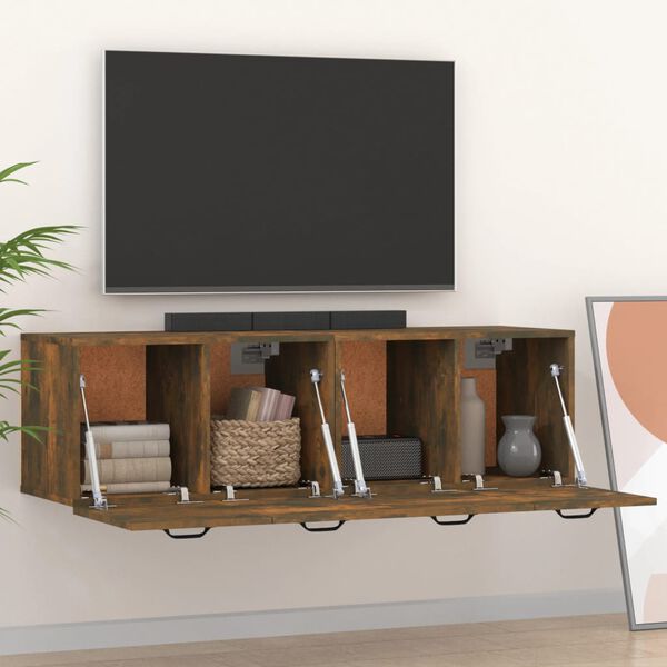 vidaXL Veggskap 2 stk r&oslash;kt eik 80x35x36,5 cm konstruert tre