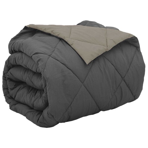 vidaXL Full &aring;r dyne Lys gr&aring; og antrasitt 220 x 240 cm Mikrofiber