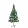 vidaXL Forh&aring;ndsbelyst kunstig juletre med kulesett og kongler 210 cm