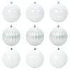 vidaXL Julepyntsett XL 9 stk. Hvit &Oslash; 15 cm Plast LED-lys