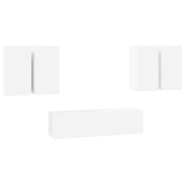 vidaXL TV-benksett 6 deler hvit konstruert tre