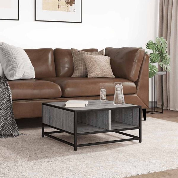 vidaXL Salongbord gr&aring; sonoma 60,5x60,5x30 cm konstruert tre og metall