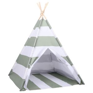 vidaXL Barnetelt Stripete Gr&aring; og hvit 120 x 120 x 150 cm Heltre furu