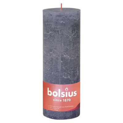 Bolsius Rustikke søylelys Shine 4 stk 190x68 mm skumringsblå