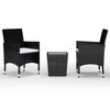vidaXL Hagebistrosett 3 deler polyrotting og herdet glass svart