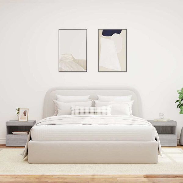 vidaXL Nattbord med LED 2 stk gr&aring; sonoma 50x40x45 cm